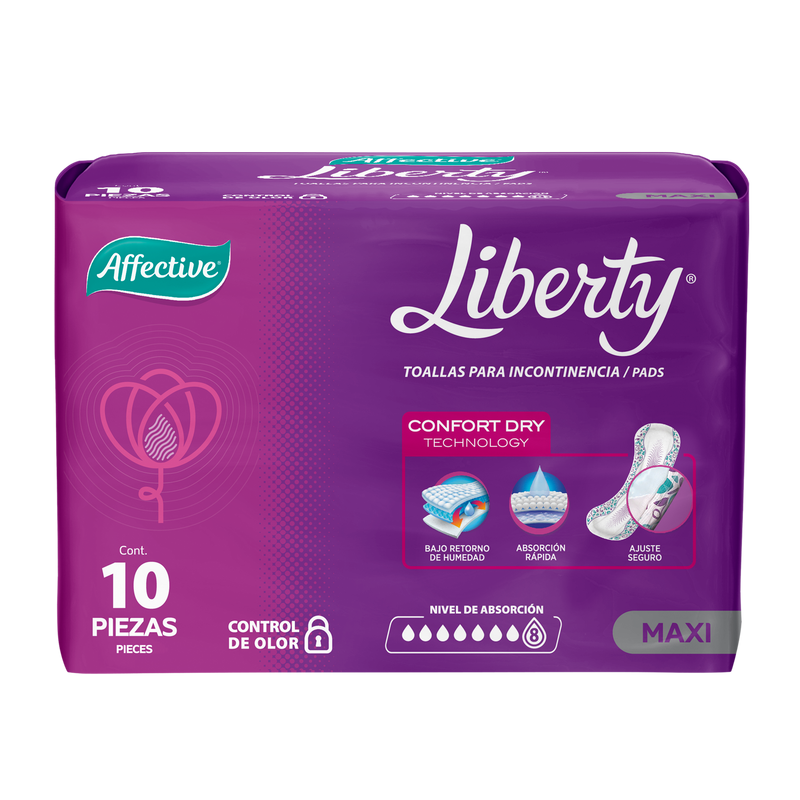 Toallas para Incontinencia Femenina Affective Liberty Maxi 10 piezas