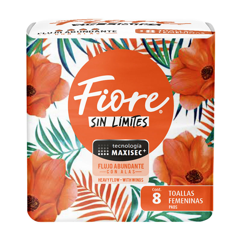 Toalla Femenina Fiore Anatómica con alas 8 piezas