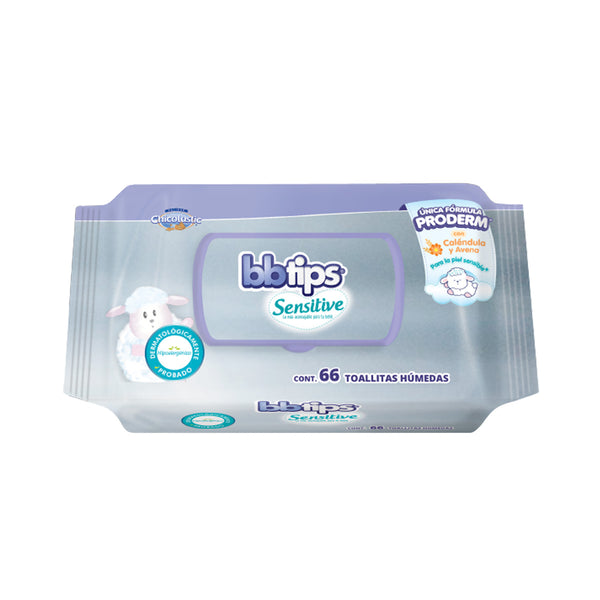 Toallitas húmedas Bbtips Sensitive paquete con 66 pzas