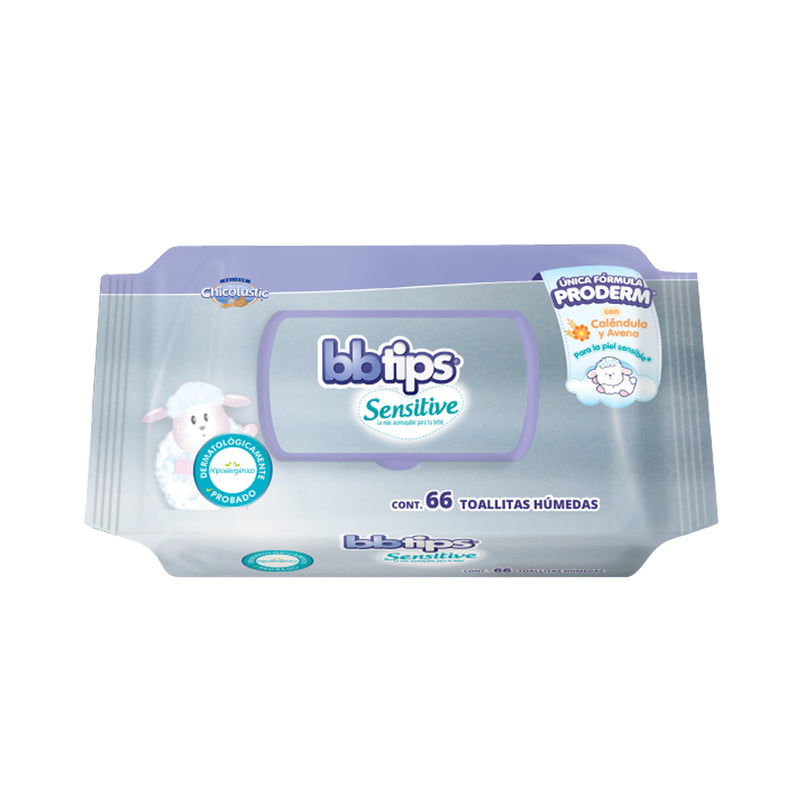 Toallitas húmedas Bbtips Sensitive paquete con 66 pzas