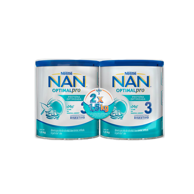 LECHE  NAN 3 OPTIMAL PRO  1.5  + LATA 1.5 KILOGRAMOS