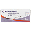 Jeringa bd ult fine 0.3ml 31x8 10p