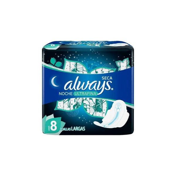 Toallas femeninas always nocturnas con alas 8 piezas