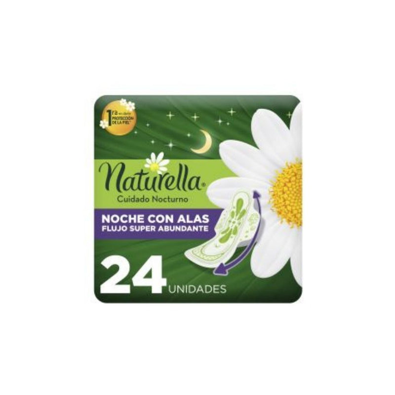 Toallas femeninas naturella nocturno con alas con 24 piezas