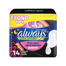 Toallas femeninas always nocturna ultra con alas con 14 piezas