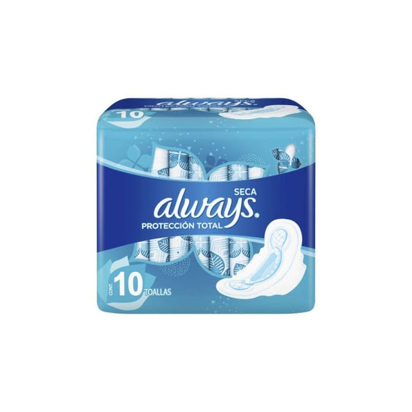 Toallas femeninas always proteccion total seca con 10 piezas