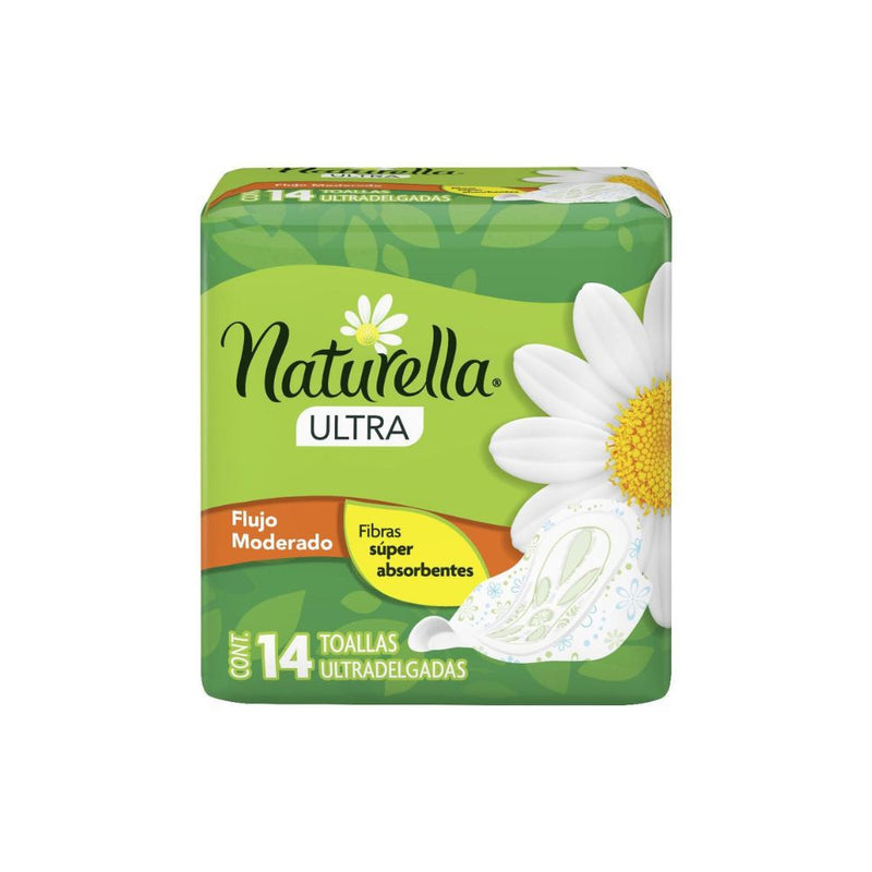 Toallas femeninas naturella ultra con alas 14 piezas