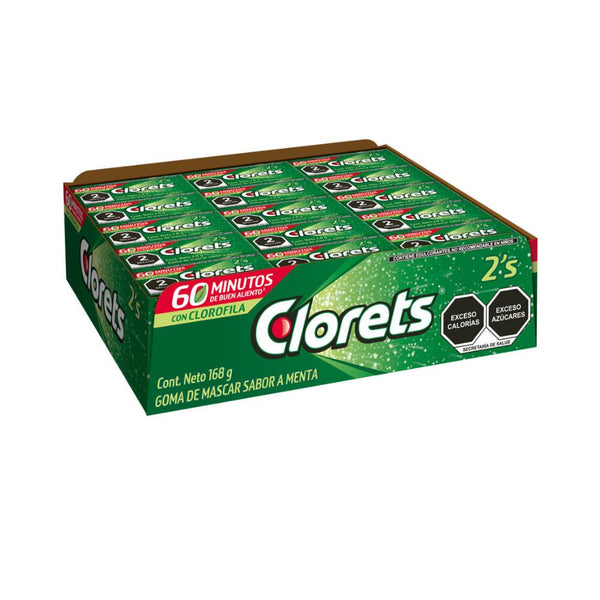Paqueteuete chicle cloret s menta cajita 2 s con 60 piezas