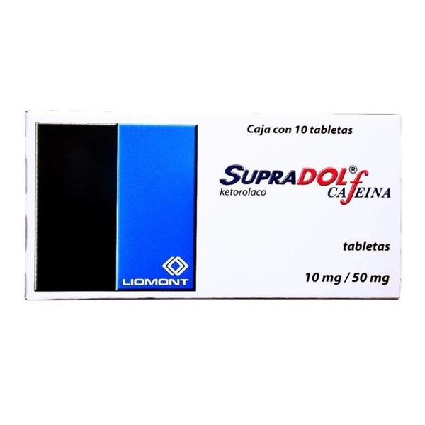 Supradol cafeina 10 tabletas 50/10m