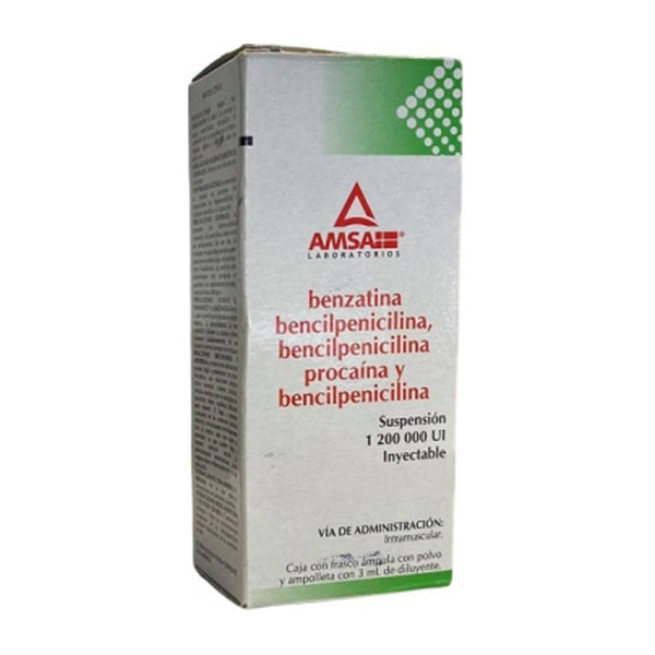 Bencilpenicilina benzatina comprimidos inyectable 1200000 ui con 1 (amsa)