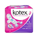 Toallas femeninas kotex nocturna larga con alas 10 piezas