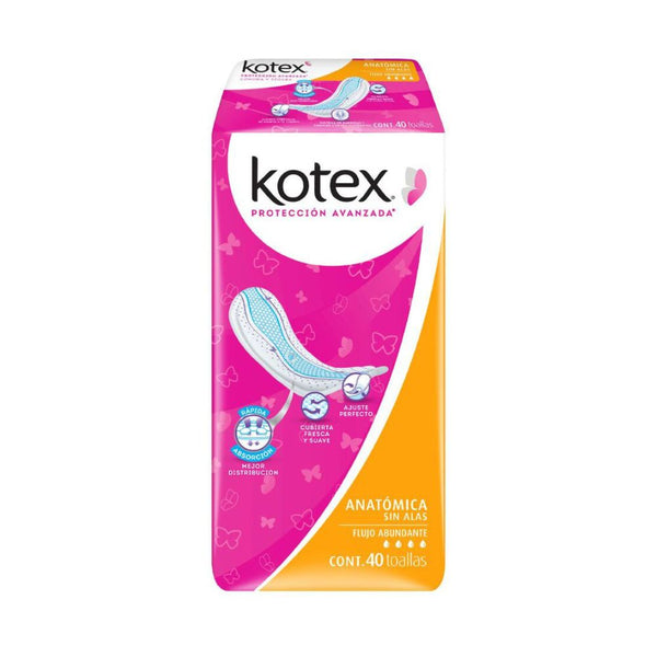 Toallas femeninas kotex anatomica sin alas con 40