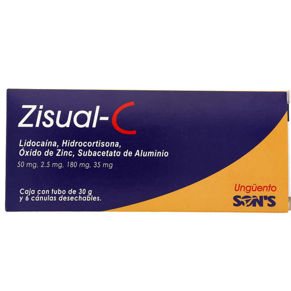 Lidocaina-hidrocortisona-zinc-aluminio 5 g./0.25 g./3.5 g/18 g./100 g crema 30gr (zisual)