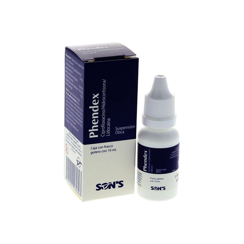 Ciprofloxacino-hidrocortisona-lidocaina otico 2/10/50 mg suspension 10 ml (phendex)