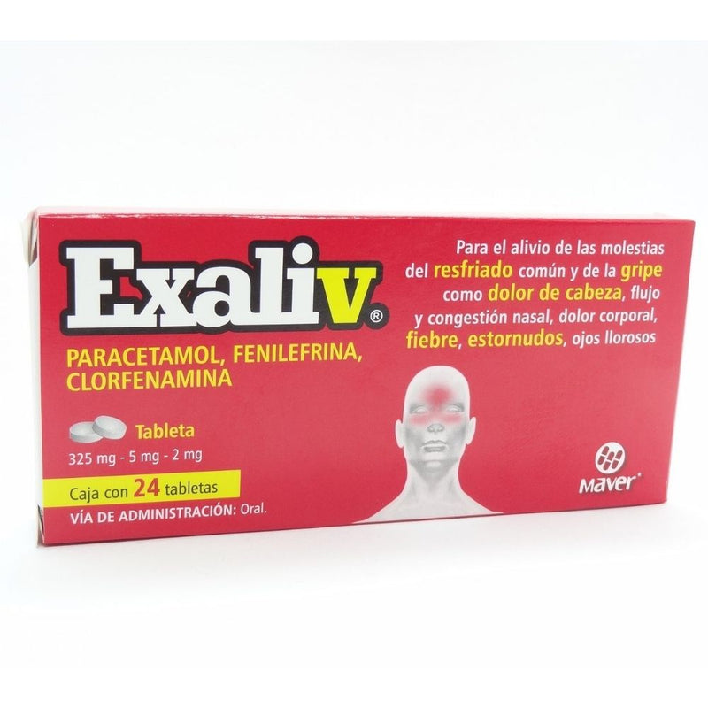 Paracetamol fenilefrina clorfenamina 325/5/2 mg tabletas con 20 (exaliv)