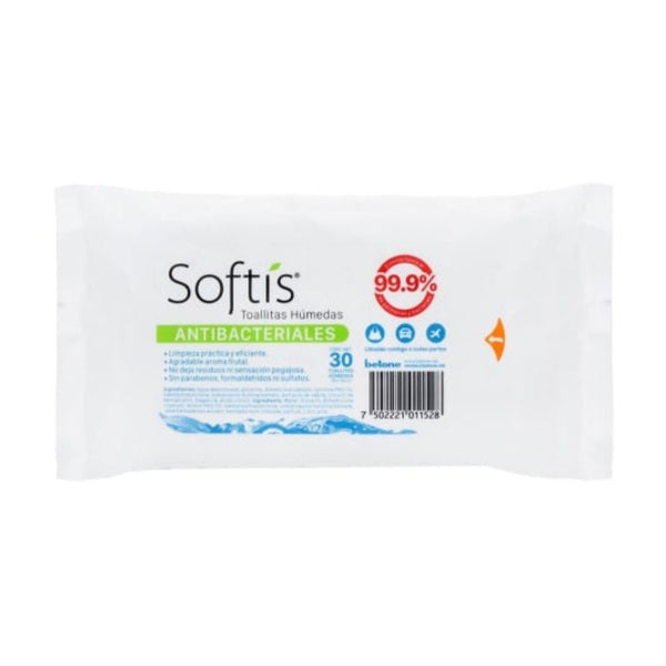 Toallas humedas softis antibacteriales 30 piezas