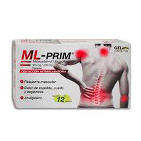 Metocarbamol-ibuprofeno 375/200 mg capsulas con 12 (ml-prim)