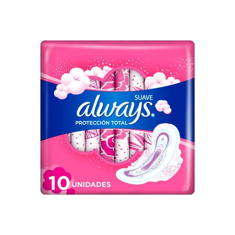Toallas femeninas always proteccion total 10 piezas