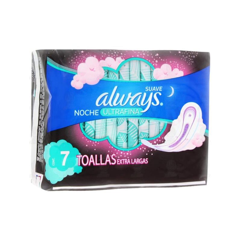 Toallas femeninas always suave con alas 7 piezas